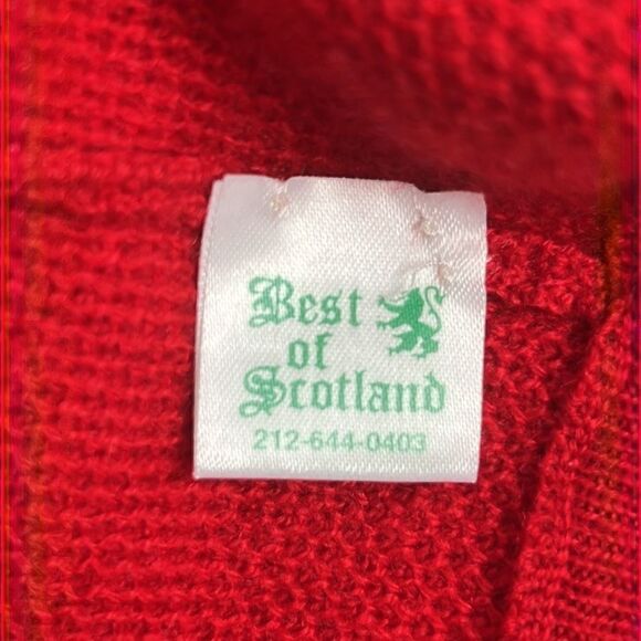 Vintage BEST Of SCOTLAND 100% Cashmere 1/4 Zip Red Sweater - Picture 9 of 12